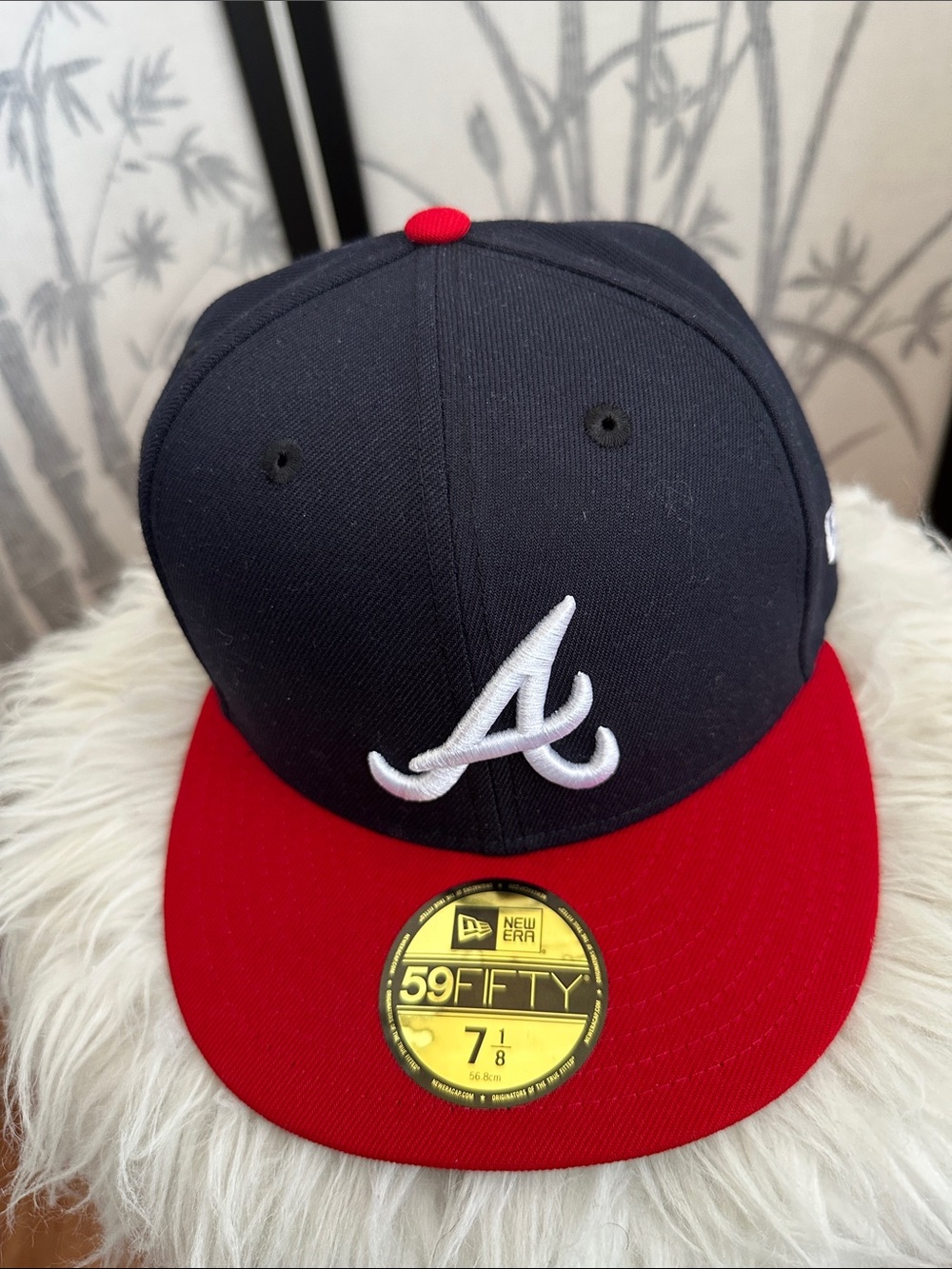 New Era Navy and Red Atlanta A Script 59FIFTY Fitted Hat